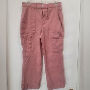 Express Cargo Pants Super Hi Rise Women's Size 8P Pink Straight Stretch Cotton